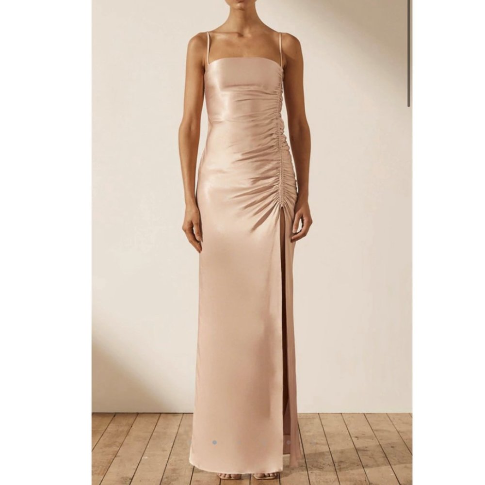 SHONA JOY - LA LUNE RUCHED MAXI DRESS - DESERT ROSE - Size 2